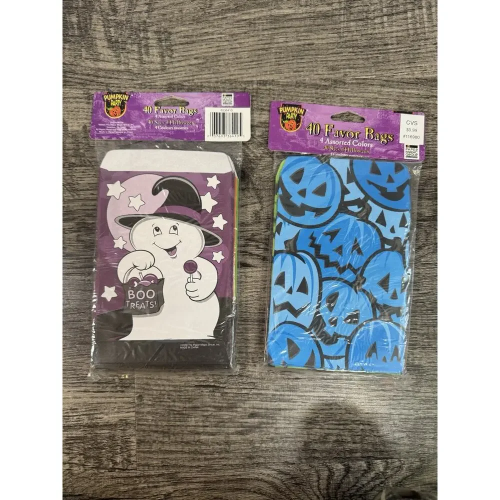 Vintage Halloween Party Favor Bags 160+ & Pair Spooky Specs Boo Treats Pumpkin